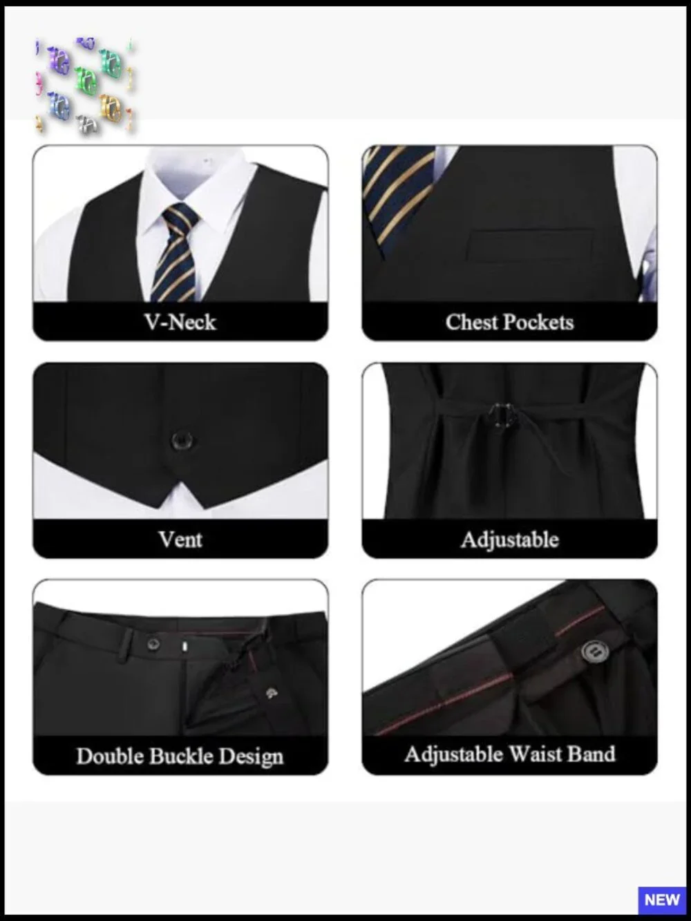 Slim Fit Formal Suit Vest Pants Set Business Wedding Prom Elegant Classic